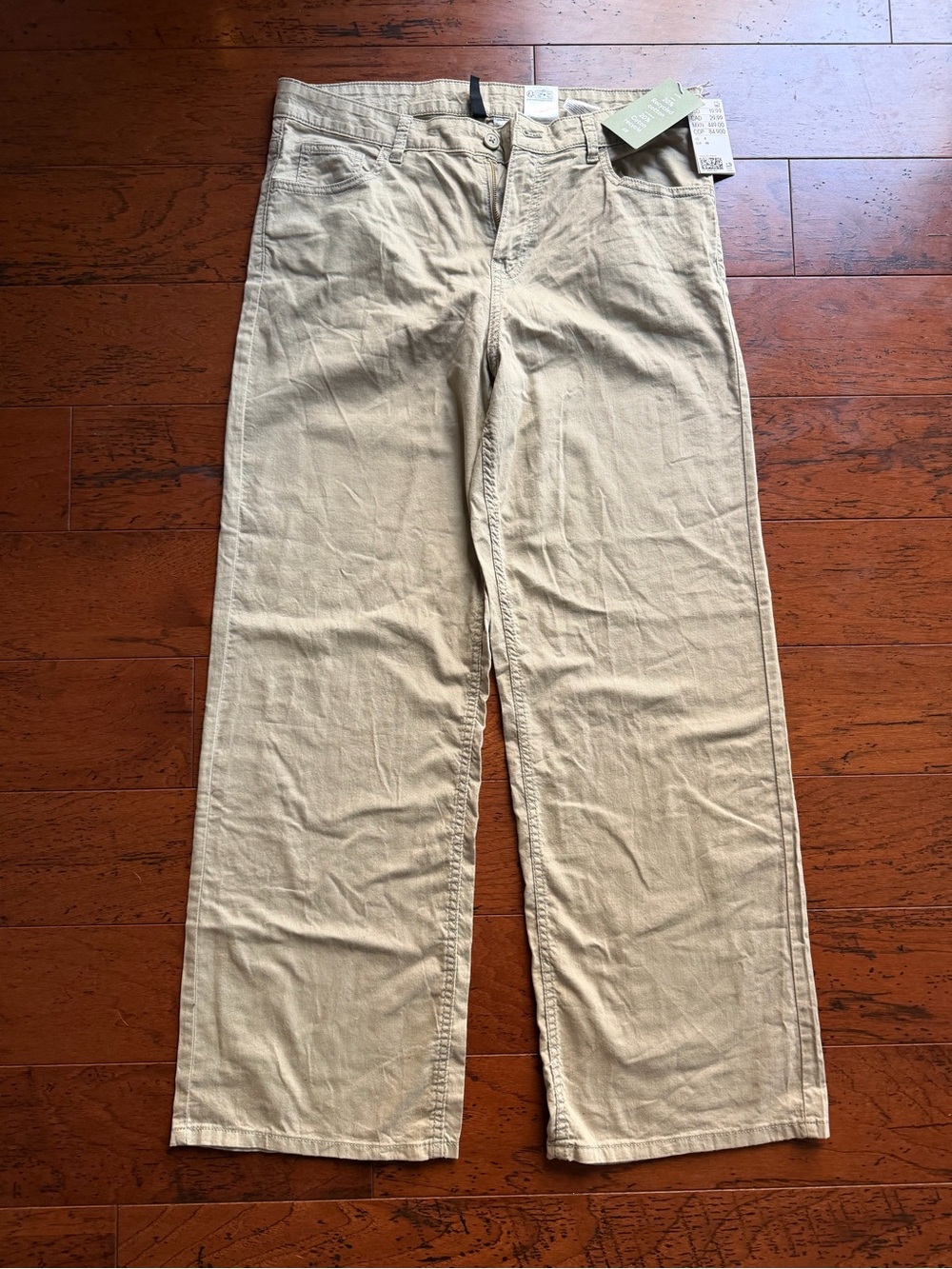 H&M Women's Straight-Leg Pants in Light Khaki Size 8